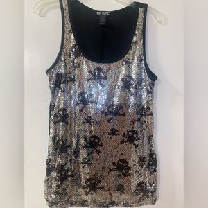 Hot Topic skull sequined tank top